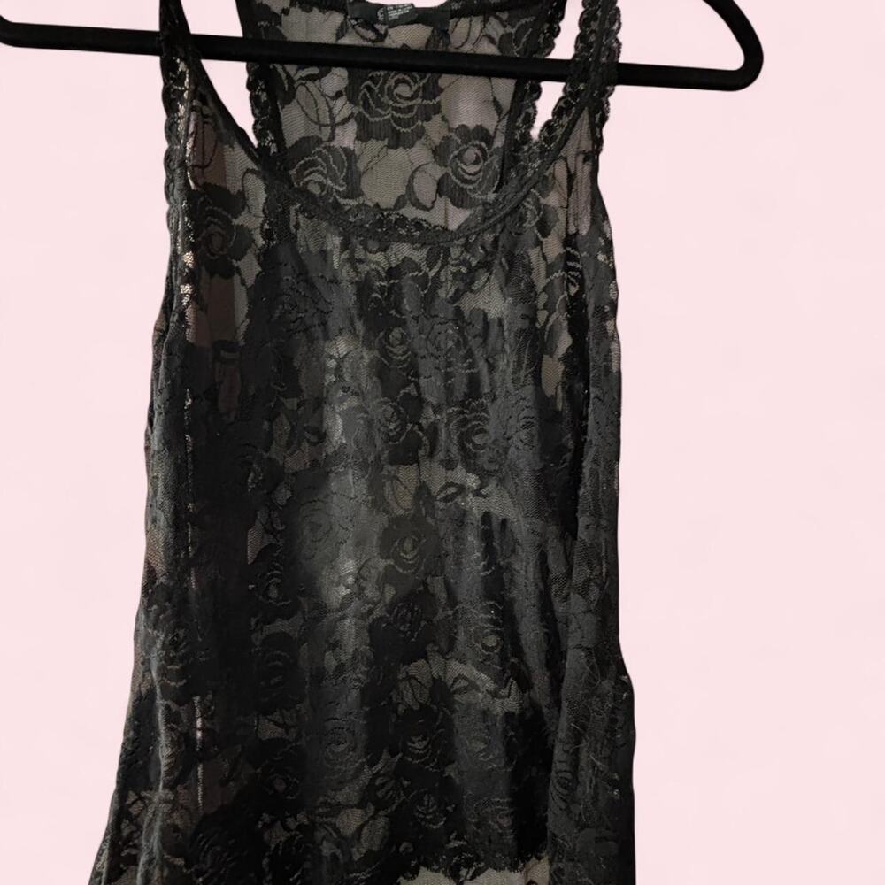 Used black lace tank top